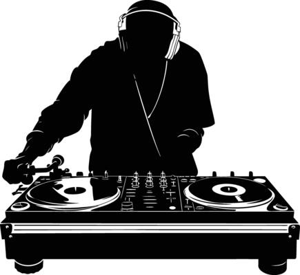 AI generated Silhouette DJ Turntable black color only
