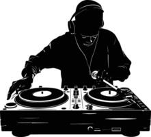 ai generado silueta DJ placa giratoria negro color solamente vector