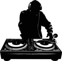 AI generated Silhouette DJ Turntable black color only vector