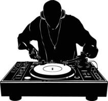 ai generado silueta DJ placa giratoria negro color solamente vector