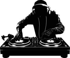 ai generado silueta DJ placa giratoria negro color solamente vector