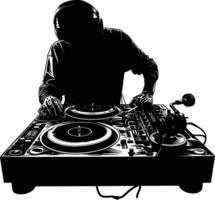 AI generated Silhouette DJ Turntable black color only vector