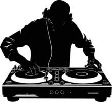 ai generado silueta DJ placa giratoria negro color solamente vector