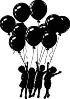 AI generated Silhouette balloon party black color only vector