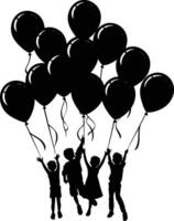 AI generated Silhouette balloon party black color only vector