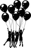 AI generated Silhouette balloon party black color only vector