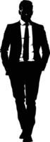 AI generated Silhouette bussiness man black color only full body vector