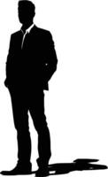 AI generated Silhouette bussiness man black color only full body vector