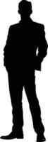 AI generated Silhouette bussiness man black color only full body vector