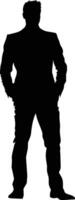 AI generated Silhouette bussiness man black color only full body vector