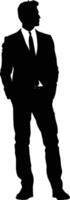 AI generated Silhouette bussiness man black color only full body vector