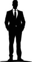 AI generated Silhouette bussiness man black color only full body vector