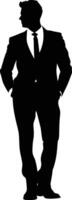 AI generated Silhouette bussiness man black color only full body vector