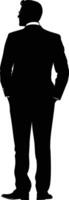 AI generated Silhouette bussiness man black color only full body vector