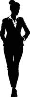 AI generated Silhouette bussiness woman black color only full body vector