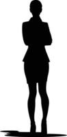 AI generated Silhouette bussiness woman black color only full body vector