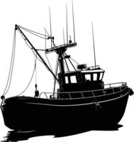 AI generated Silhouette fishing boat black color only vector