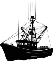 AI generated Silhouette fishing boat black color only vector