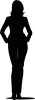 AI generated Silhouette bussiness woman black color only full body vector