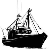 AI generated Silhouette fishing boat black color only vector