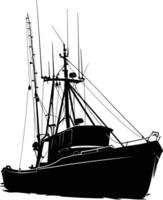 AI generated Silhouette fishing boat black color only vector