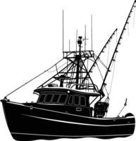 AI generated Silhouette fishing boat black color only vector