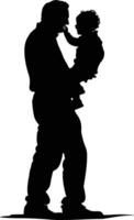 AI generated Silhouette for father day moment black color only full body vector