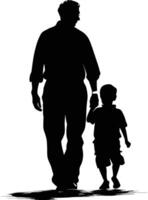 AI generated Silhouette for father day moment black color only full body vector