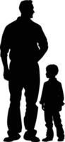 AI generated Silhouette for father day moment black color only full body vector