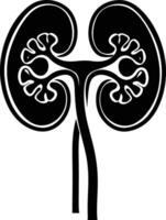 AI generated Silhouette for internal organs of kidney black color only vector