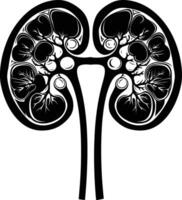 AI generated Silhouette for internal organs of kidney black color only vector