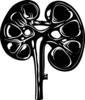 AI generated Silhouette for internal organs of kidney black color only vector