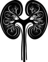 AI generated Silhouette for internal organs of kidney black color only vector