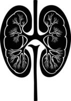 AI generated Silhouette for internal organs of kidney black color only vector