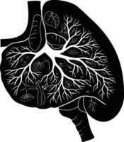 AI generated Silhouette for internal organs of liver black color only vector