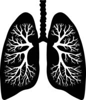 AI generated Silhouette for internal organs of lungs black color only vector