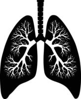 AI generated Silhouette for internal organs of lungs black color only vector