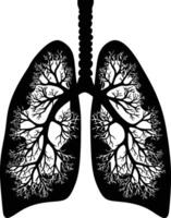 AI generated Silhouette for internal organs of lungs black color only vector