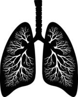 AI generated Silhouette for internal organs of lungs black color only vector