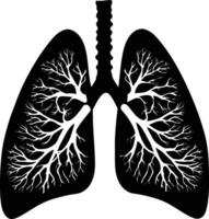 AI generated Silhouette for internal organs of lungs black color only vector