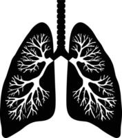 AI generated Silhouette for internal organs of lungs black color only vector