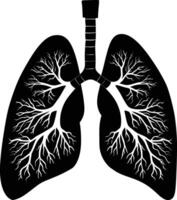 AI generated Silhouette for internal organs of lungs black color only vector