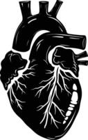 AI generated Silhouette for internal organs of the heart black color only vector