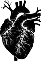 AI generated Silhouette for internal organs of the heart black color only vector