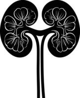 AI generated Silhouette for internal organs of the kidney black color only vector