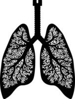 AI generated Silhouette for internal organs of the lungs black color only vector