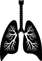 AI generated Silhouette for internal organs of the lungs black color only vector