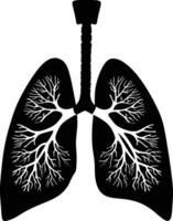 AI generated Silhouette for internal organs of the lungs black color only vector