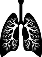 AI generated Silhouette for internal organs of the lungs black color only vector