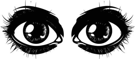 AI generated Silhouette for internal organs pair of eye ball black color only vector